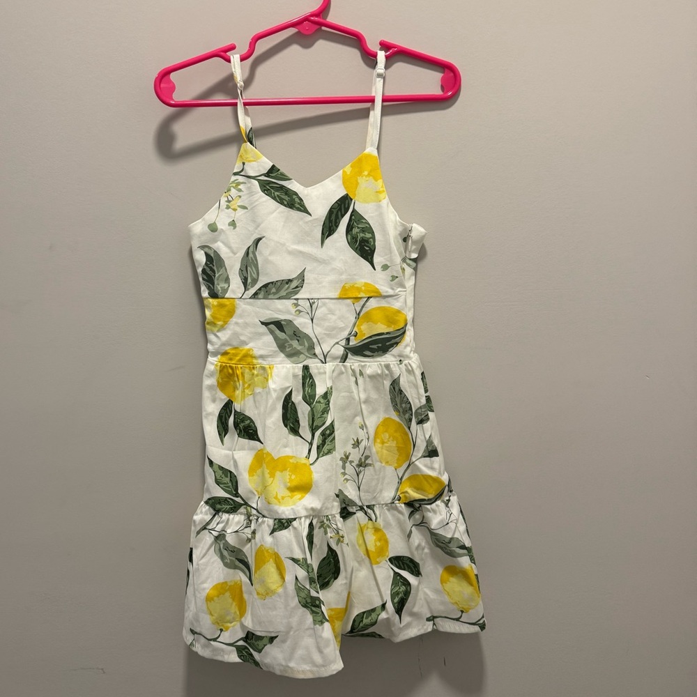Aqua Kids Lemon Print Dress - Yellow and Green